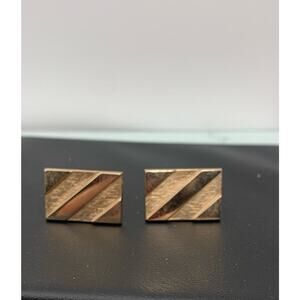 Vintage Foster Classic Polished & Brushed Gold Tone Rectangle Cuff Links Signed